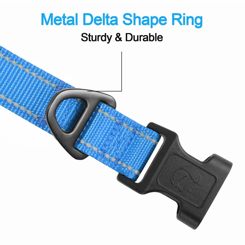 Joytale Reflective Dog Collar, Soft Neoprene Padded, Metal D-Ring, Nylon Pet Collar Adjustable for Small Dogs, Sky Blue, S - Image 3
